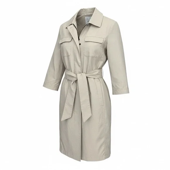 Rag‎ & Bone Trench Dress Womens 10 Khaki Tan Pilot Military Minimalist Full Zip - Picture 2 of 14
